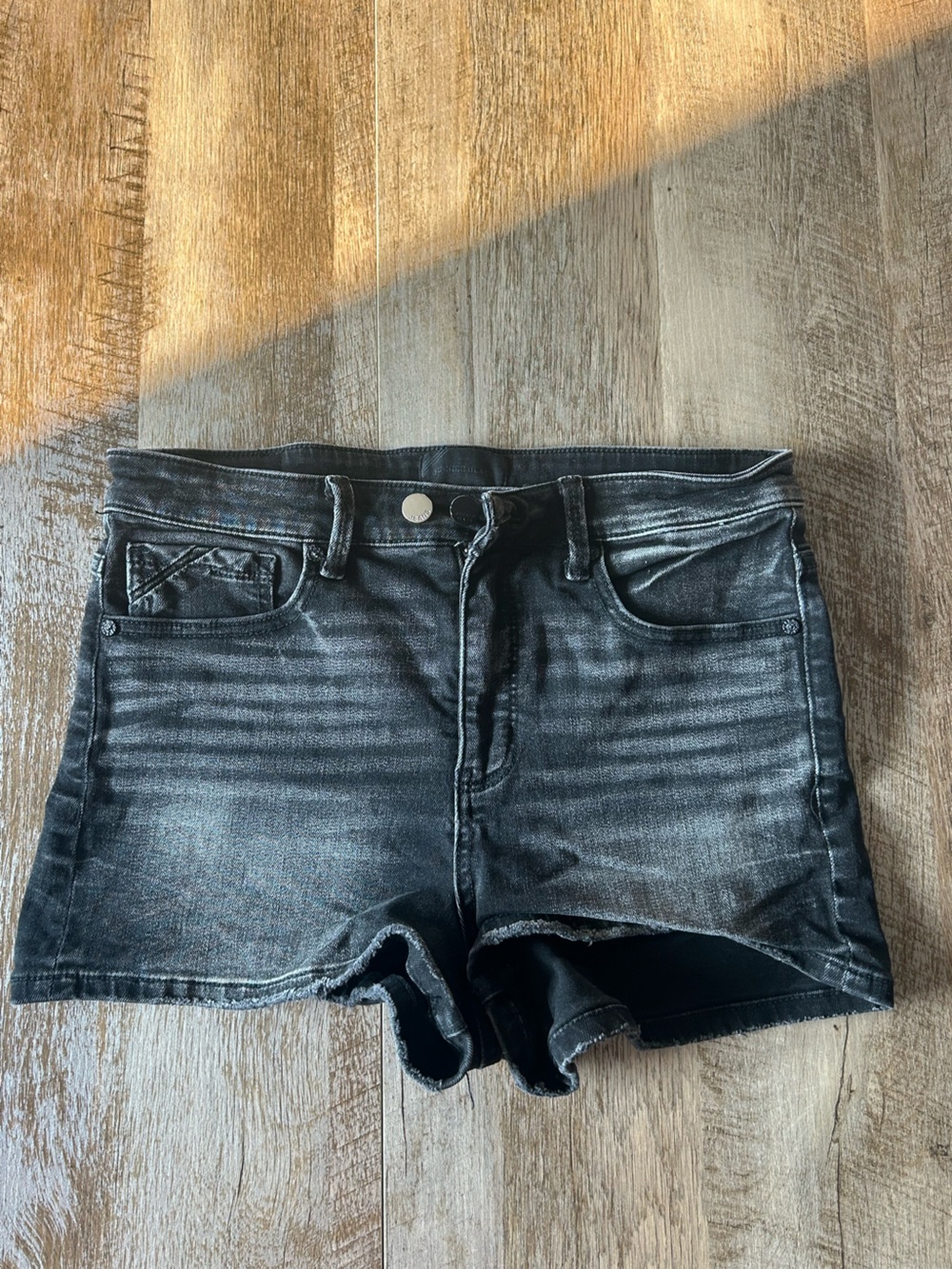 Black Washed Denim Shorts